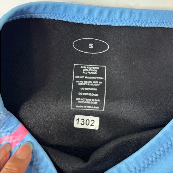 C. Rowley Floral Blue High Waisted Neoprene Bikini Set Top Medium Bottom Small - Picture 6 of 10